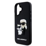 Karl Lagerfeld 3D Rubber Karl and Choupette Zadní Kryt pro iPhone 16 Black