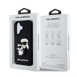 Karl Lagerfeld 3D Rubber Karl and Choupette Zadní Kryt pro iPhone 16 Black