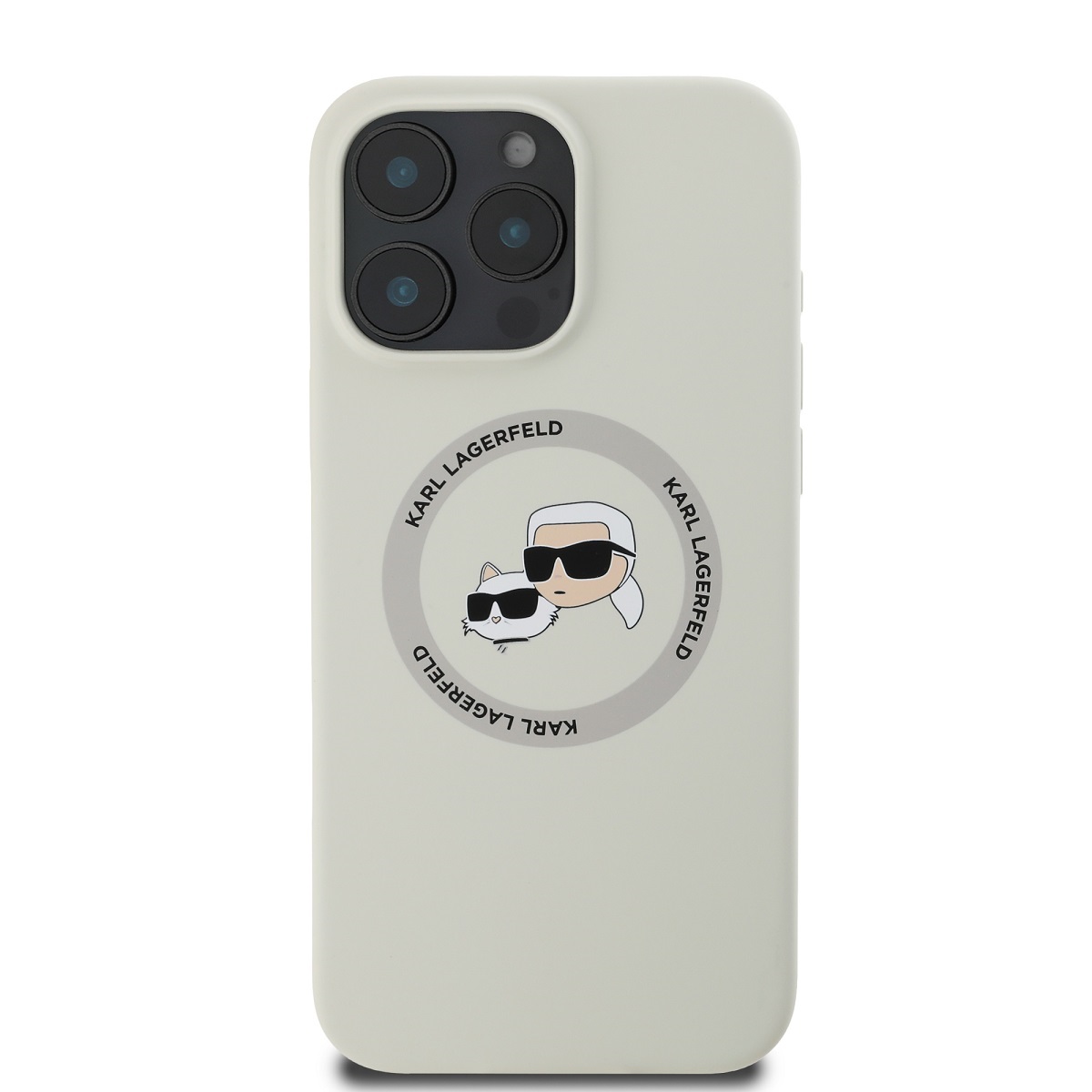 Karl Lagerfeld Liquid Silicone K&CH Heads MagSafe Zadní Kryt pro iPhone 16 Pro Beige