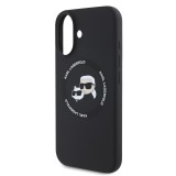 Karl Lagerfeld Liquid Silicone K&CH Heads MagSafe Zadní Kryt pro iPhone 16 Black