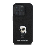 Karl Lagerfeld Fixed Glitter Metal Ikonik Zadní Kryt pro iPhone 16 Pro Max Black