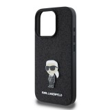 Karl Lagerfeld Fixed Glitter Metal Ikonik Zadní Kryt pro iPhone 16 Pro Max Black