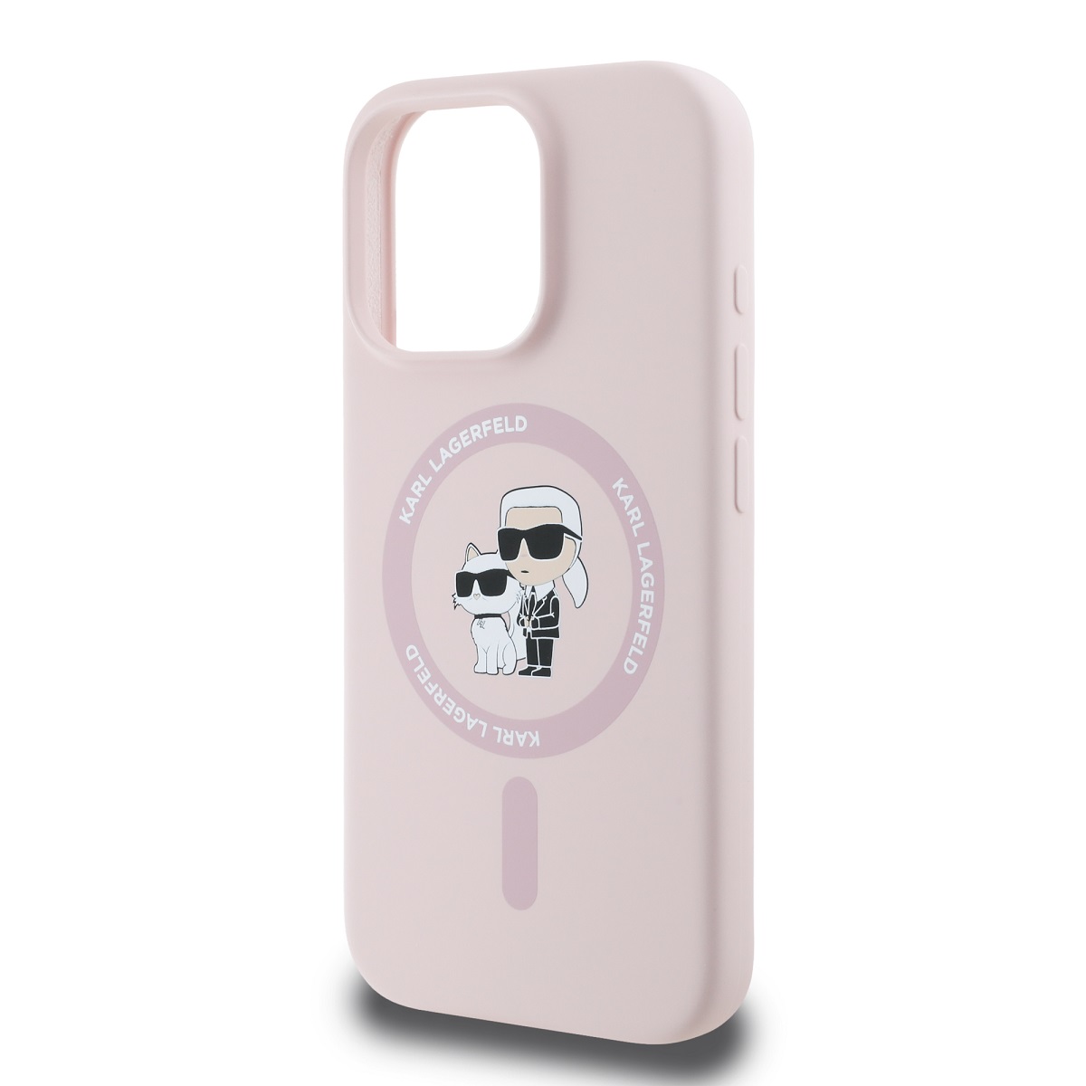 Karl Lagerfeld Liquid Silicone Karl and Choupette MagSafe Zadní Kryt pro iPhone 16 Pro Max Pink