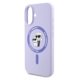 Karl Lagerfeld Liquid Silicone Karl and Choupette MagSafe Zadní Kryt pro iPhone 16 Purple