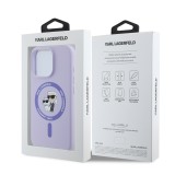 Karl Lagerfeld Liquid Silicone Karl and Choupette MagSafe Zadní Kryt pro iPhone 16 Pro Purple