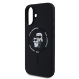 Karl Lagerfeld Liquid Silicone Karl and Choupette MagSafe Zadní Kryt pro iPhone 16 Black