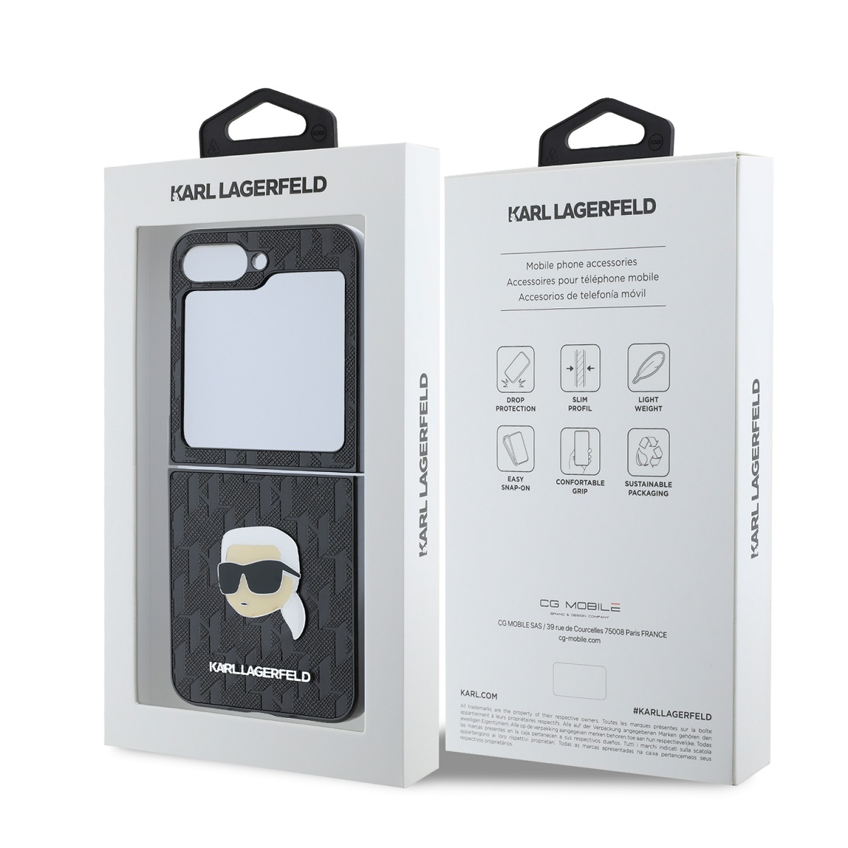 Karl Lagerfeld PU Saffiano Monogram Karl Head Zadní Kryt pro Samsung Galaxy Z Flip 6 Black