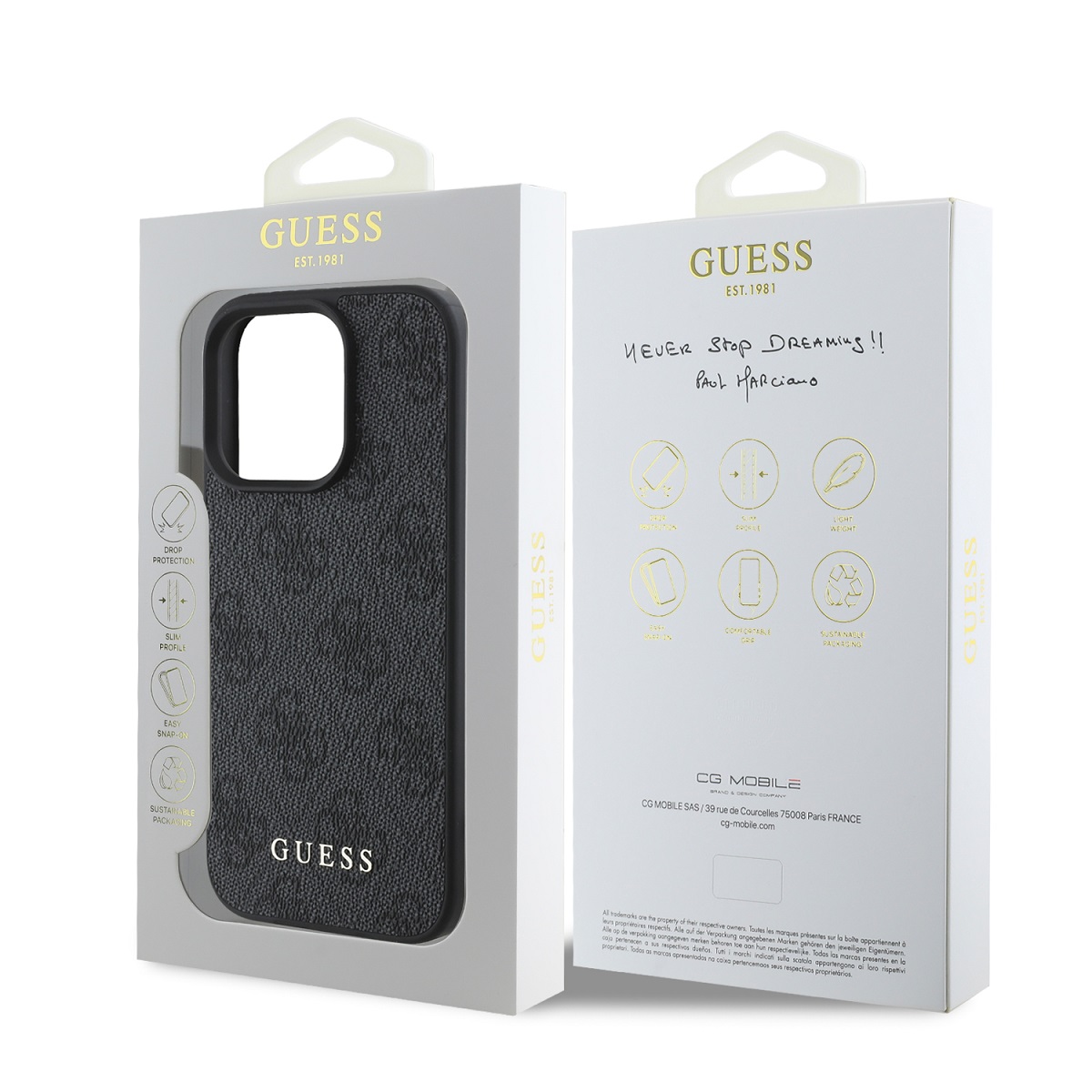 Guess 4G Charm Zadní Kryt pro iPhone 16 Pro Max Tone on Tone Grey