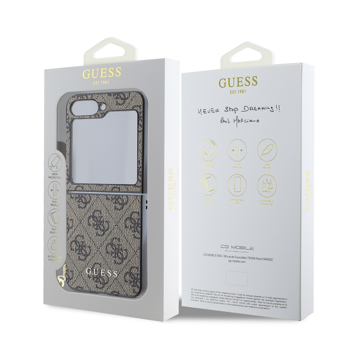 Guess 4G Charm Zadní Kryt pro Samsung Galaxy Z Flip 6 Brown