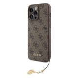 Guess 4G Charm Zadní Kryt pro iPhone 15 Pro Max Tone on Tone Brown