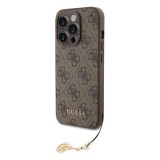 Guess 4G Charm Zadní Kryt pro iPhone 15 Pro Tone on Tone Brown