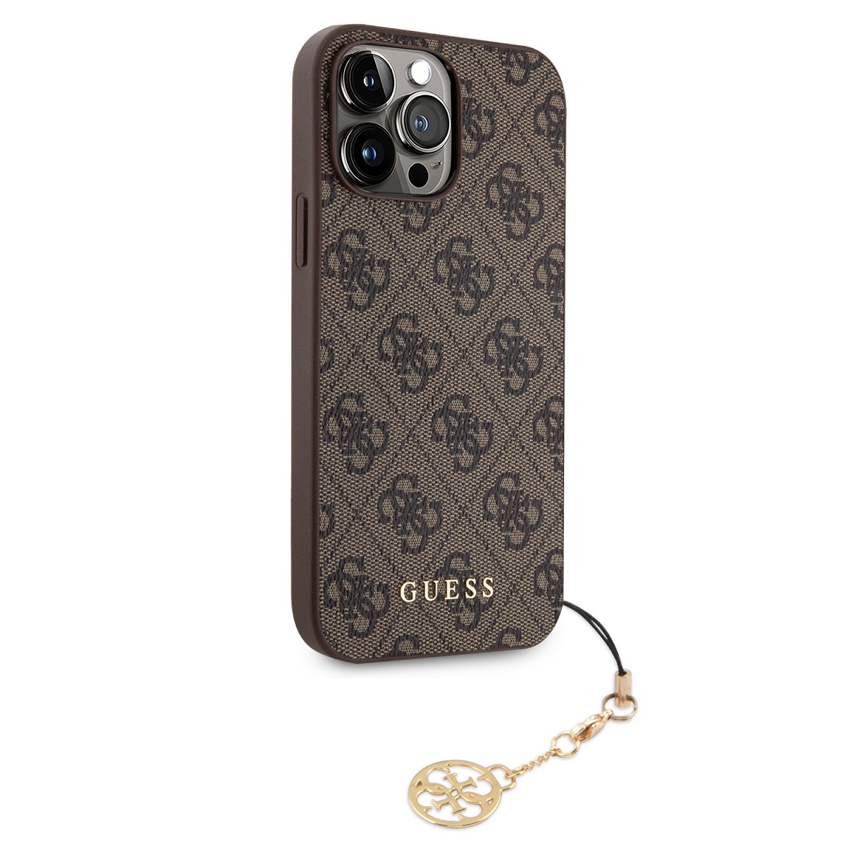 Guess 4G Charm Zadní Kryt pro iPhone 13 Pro Max Tone on Tone Brown