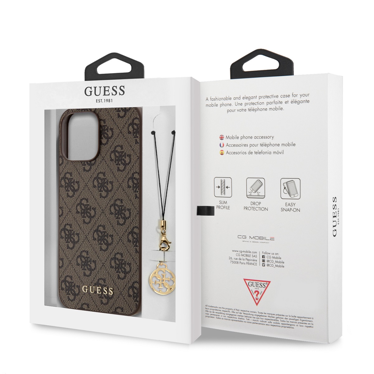 Guess 4G Charm Zadní Kryt pro iPhone 13 Pro Max Tone on Tone Brown