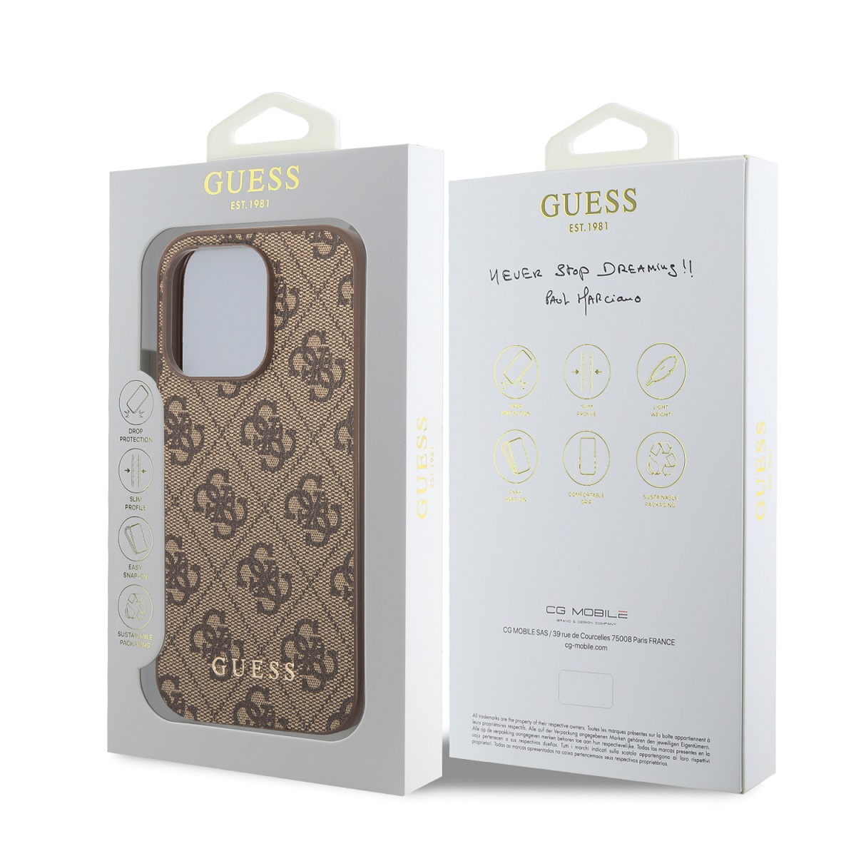 Guess 4G Charm Zadní Kryt pro iPhone 13 Pro Tone on Tone Brown