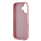 Guess PU Fixed Glitter 4G Metal Logo Zadní Kryt pro iPhone 16 Pink