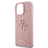 Guess PU Fixed Glitter 4G Metal Logo Zadní Kryt pro iPhone 16 Pro Max Pink