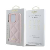 Guess PU Leather Quilted Zadní Kryt pro iPhone 16 Pro Max Pink