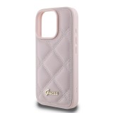 Guess PU Leather Quilted Zadní Kryt pro iPhone 16 Pro Pink