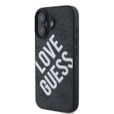 Guess PU Leather 4G Big Love Logo MagSafe Zadní Kryt pro iPhone 16 Black