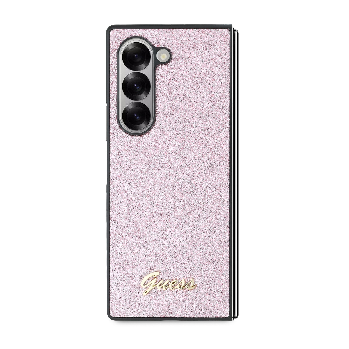 Guess PC/TPU Glitter Flakes Metal Logo Zadní Kryt pro Samsung Galaxy Z Fold 6 Pink