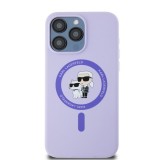 KARL LAGERFELD case for IPHONE 15 Pro Max compatible with MagSafe KLHMP15XSCMKCRHU (Silicone KC Body Ring) purple