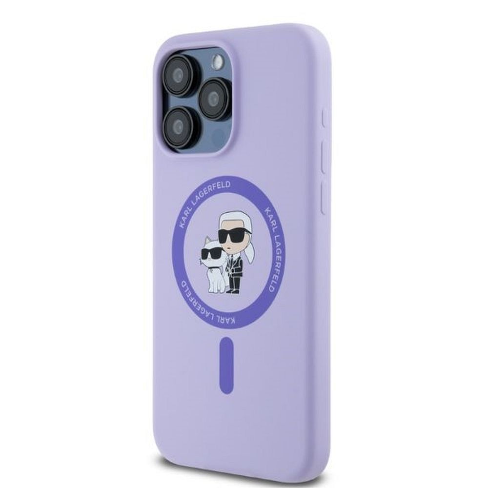 KARL LAGERFELD case for IPHONE 15 Pro Max compatible with MagSafe KLHMP15XSCMKCRHU (Silicone KC Body Ring) purple