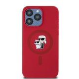 KARL LAGERFELD case for IPHONE 15 Pro Max compatible with MagSafe KLHMP15XSCMKCRHR (Silicone KC Body Ring) red