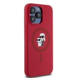 KARL LAGERFELD case for IPHONE 15 Pro Max compatible with MagSafe KLHMP15XSCMKCRHR (Silicone KC Body Ring) red