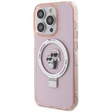 KARL LAGERFELD case for IPHONE 15 Pro Max compatible with MagSafe KLHMP15XHMRSKCP (Ringstand KC) pink