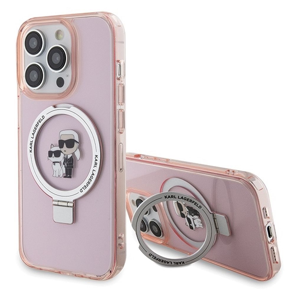 KARL LAGERFELD case for IPHONE 15 Pro Max compatible with MagSafe KLHMP15XHMRSKCP (Ringstand KC) pink