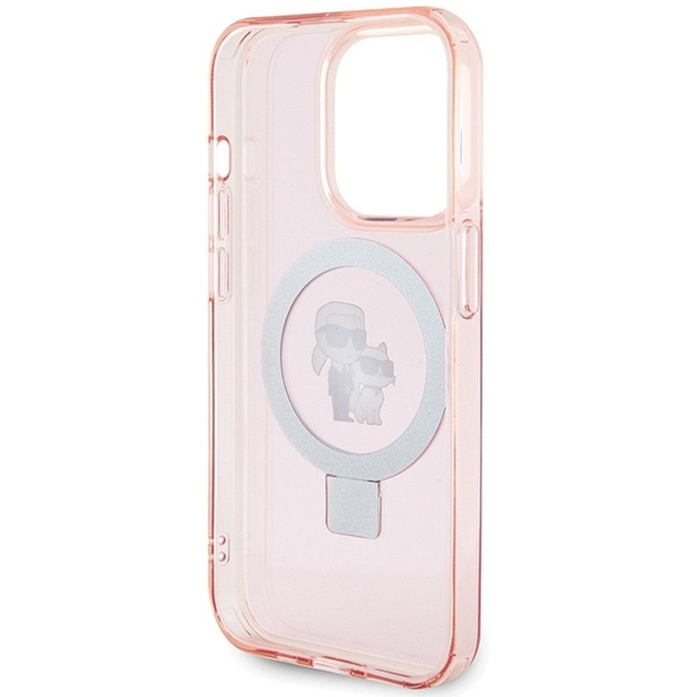 KARL LAGERFELD case for IPHONE 15 Pro Max compatible with MagSafe KLHMP15XHMRSKCP (Ringstand KC) pink