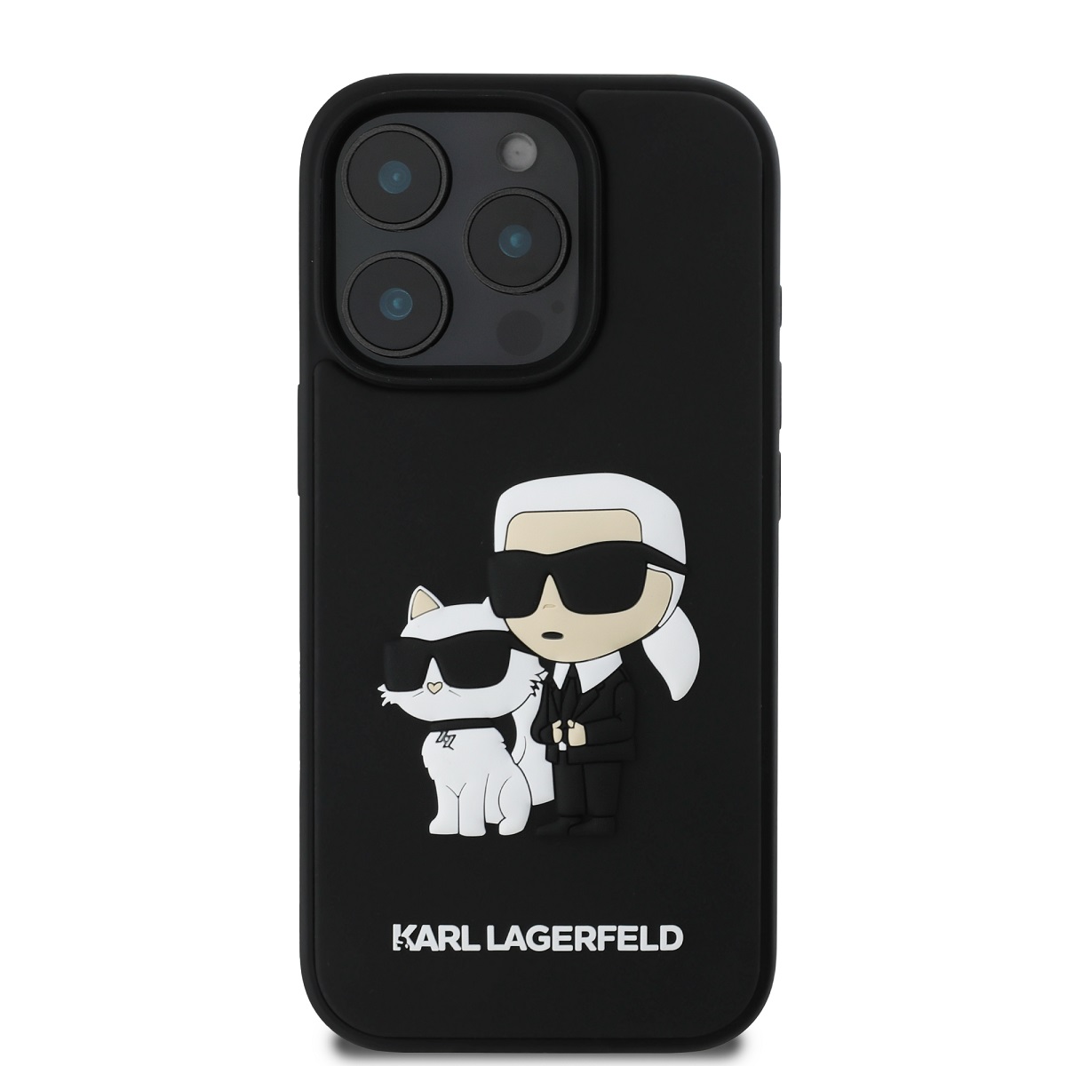 Karl Lagerfeld PU Saffiano Karl and Choupette Zadní Kryt pro iPhone 16 Pro Max Black