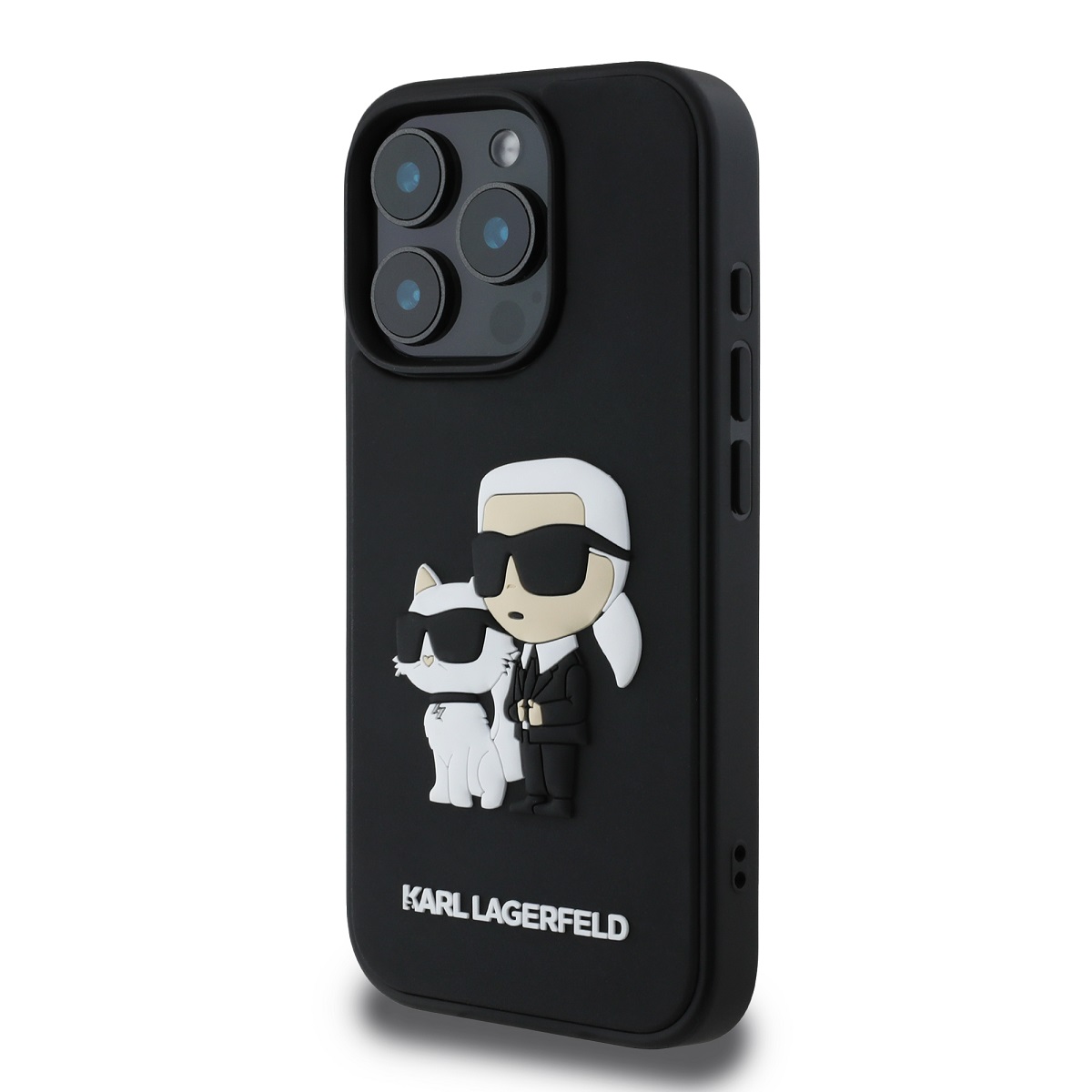 Karl Lagerfeld PU Saffiano Karl and Choupette Zadní Kryt pro iPhone 16 Pro Black