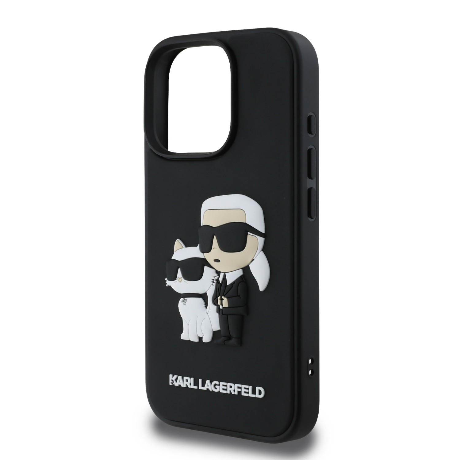 Karl Lagerfeld PU Saffiano Karl and Choupette Zadní Kryt pro iPhone 16 Pro Black