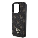 Guess PU Leather 4G Triangle Metal Logo Zadní Kryt pro iPhone 16 Pro Max Black