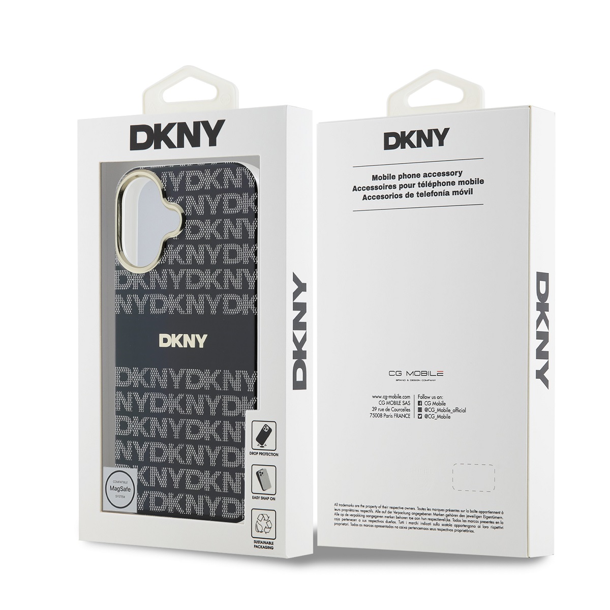 DKNY PC/TPU Repeat Pattern Tonal Stripe Magsafe Zadní Kryt pro iPhone 16 Black