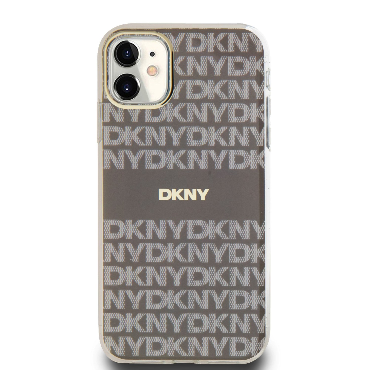 DKNY PC/TPU Repeat Pattern Tonal Stripe Magsafe Zadní Kryt pro iPhone 11 Beige