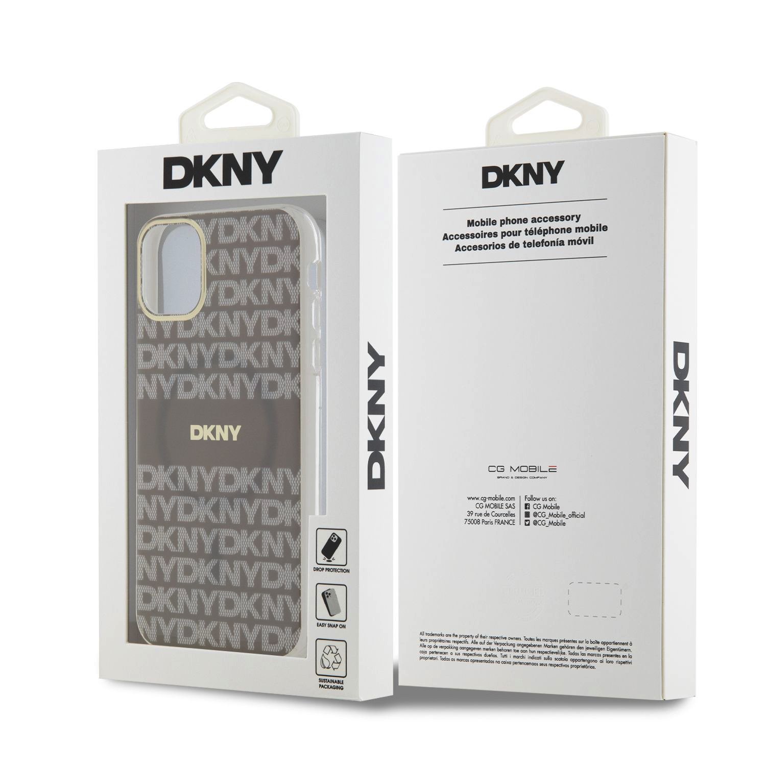 DKNY PC/TPU Repeat Pattern Tonal Stripe Magsafe Zadní Kryt pro iPhone 11 Beige