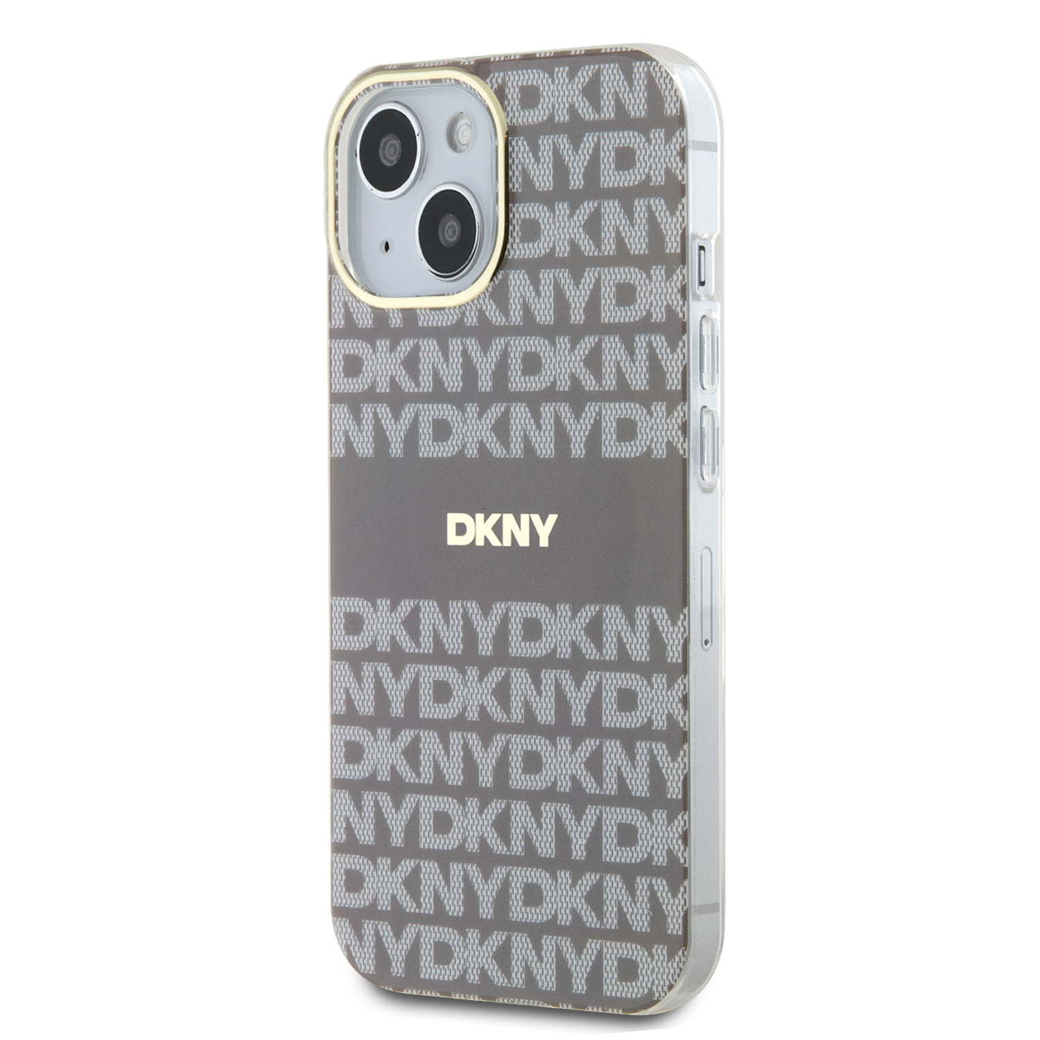 DKNY PC/TPU Repeat Pattern Tonal Stripe Magsafe Zadní Kryt pro iPhone 14 Beige