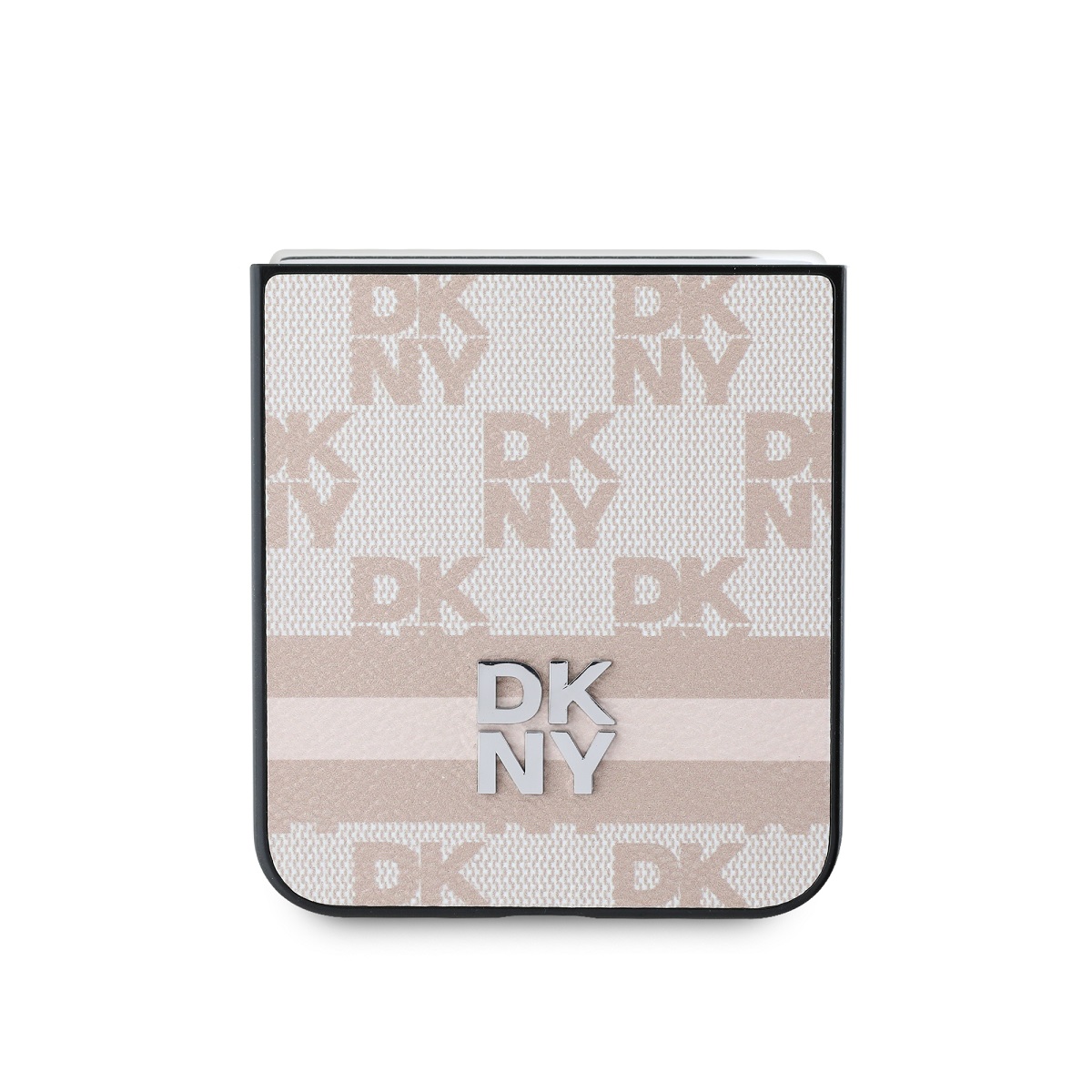 DKNY PU Leather Checkered Pattern and Stripe Zadní Kryt pro Samsung Galaxy Z Flip 6 Pink