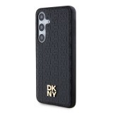 DKNY PU Leather Repeat Pattern Stack Logo Magsafe Zadní Kryt pro Samsung Galaxy S24+ Black