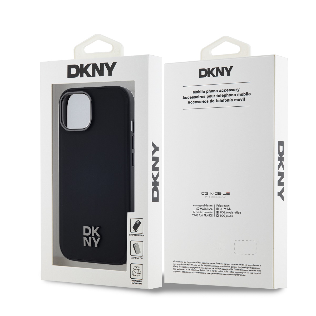 DKNY PU Leather Stack Logo Magsafe Zadní Kryt pro iPhone 15 Black