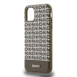 DKNY PU Leather Repeat Pattern Bottom Stripe MagSafe Zadní Kryt pro iPhone 11 Brown