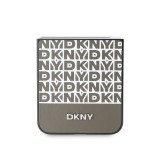 DKNY PU Leather Repeat Pattern Bottom Stripe Zadní Kryt pro Samsung Galaxy Z Flip 6 Brown