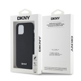 DKNY PU Leather Silver Metal Logo Magsafe Zadní Kryt pro iPhone 12/12 Pro Black