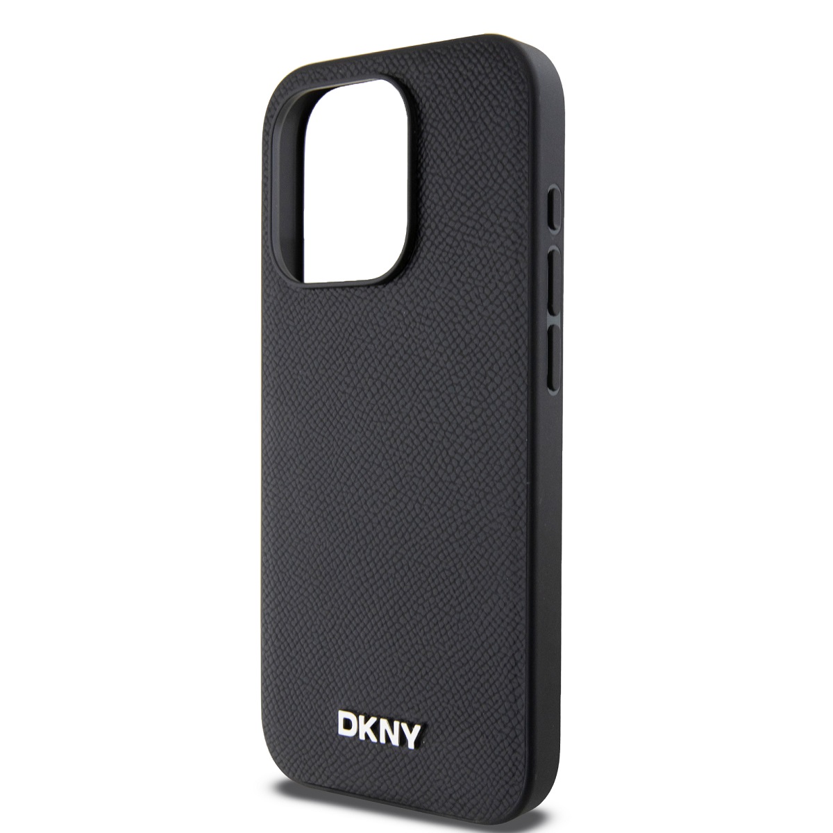 DKNY PU Leather Silver Metal Logo Magsafe Zadní Kryt pro iPhone 15 Pro Max Black