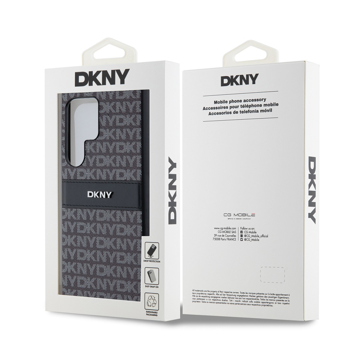 DKNY PC/TPU Repeat Pattern Tonal Stripe Zadní Kryt pro Samsung S24 Ultra Black