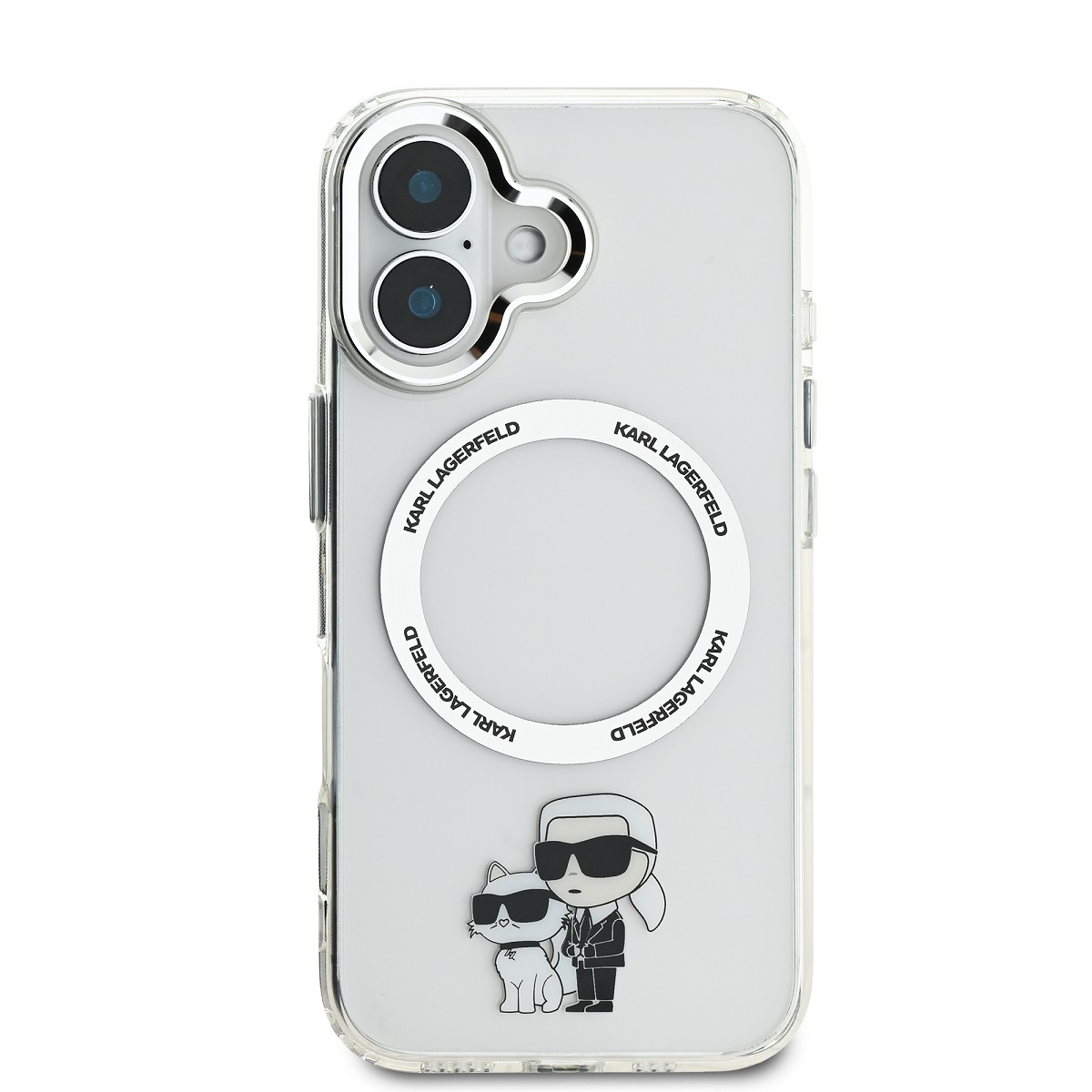 Karl Lagerfeld IML Karl and Choupette MagSafe Zadní Kryt pro iPhone 16 Plus Transparent