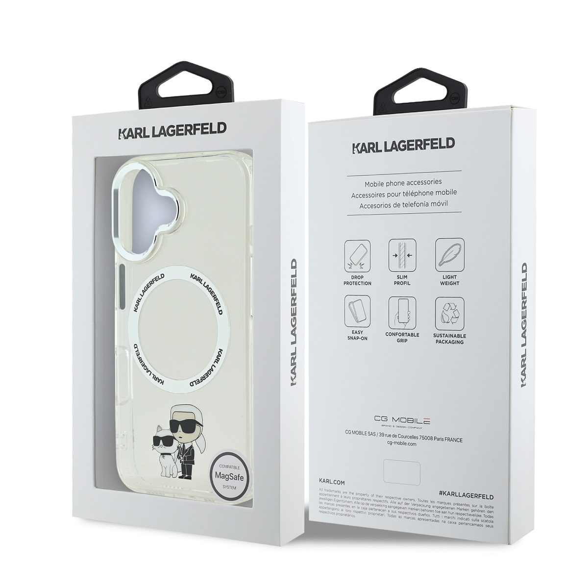 Karl Lagerfeld IML Karl and Choupette MagSafe Zadní Kryt pro iPhone 16 Transparent