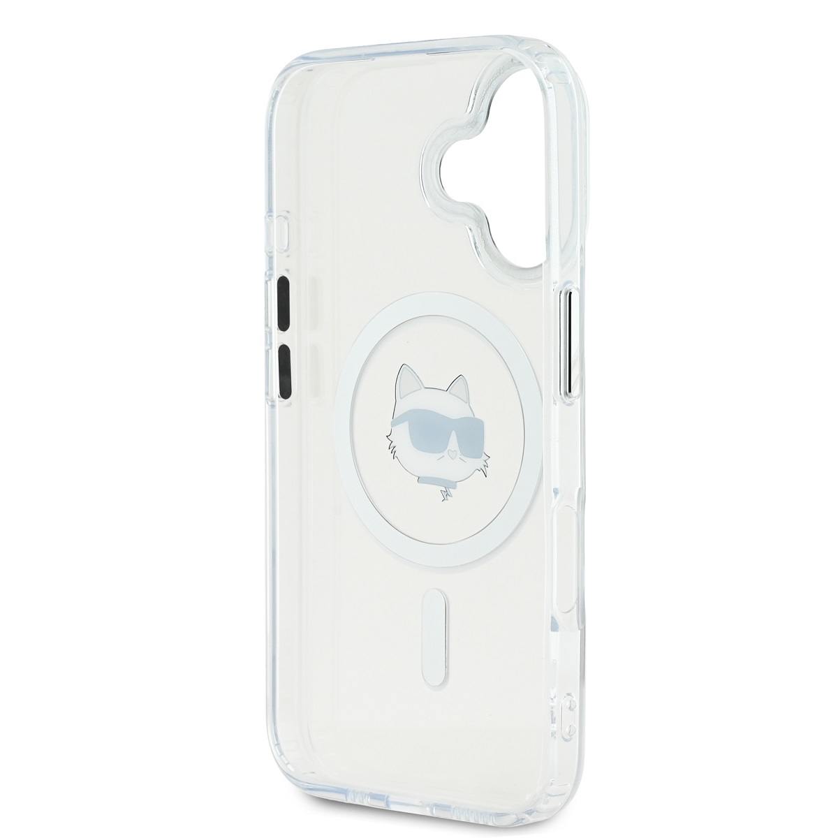 Karl Lagerfeld IML Choupette Head Metal Frame MagSafe Zadní Kryt pro iPhone 16 Transparent